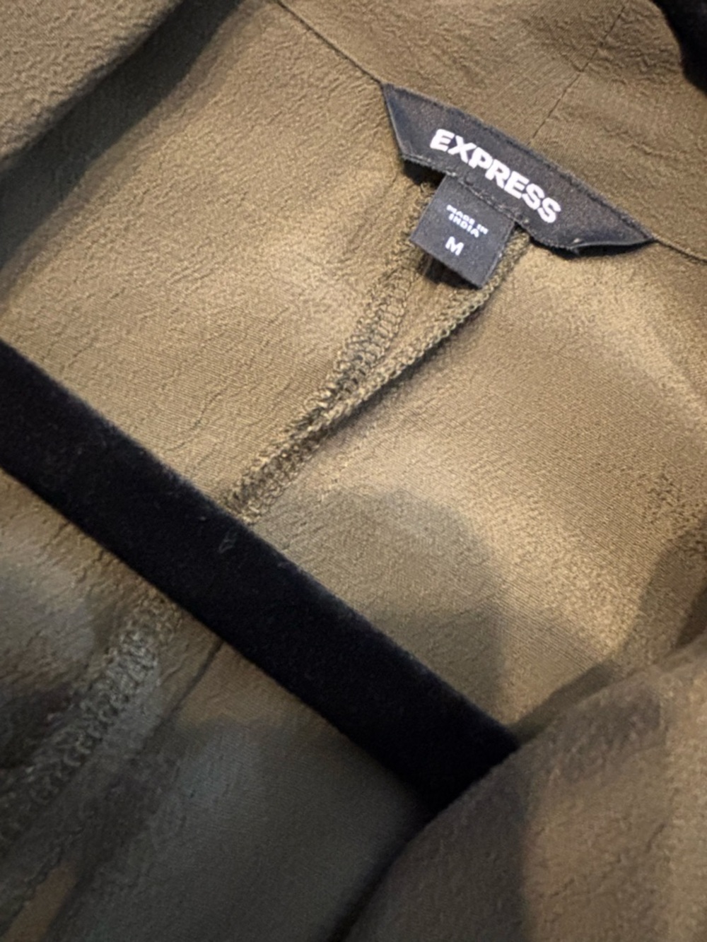 Express Olive Green Draped Surplice Blouse Back Zip Size Medium - Picture 2 of 7